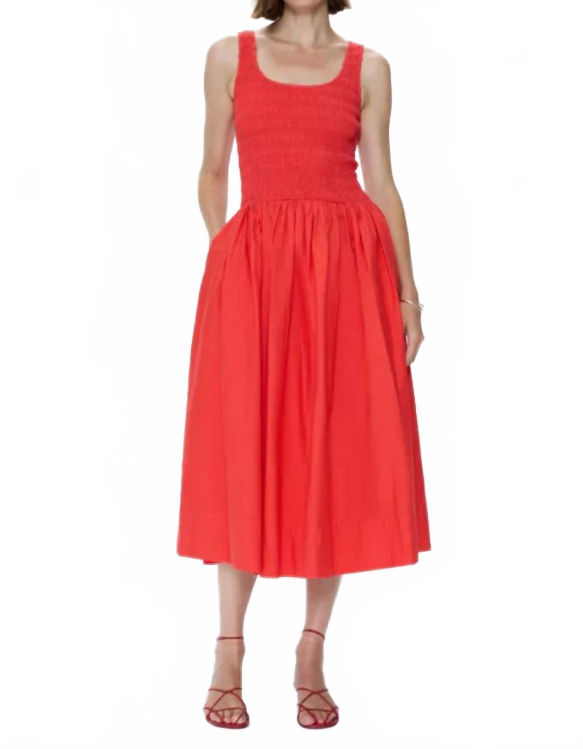 New Pistola Alessia Smocked Drop Waist Dress In Maraschino